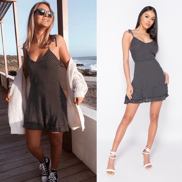 Paris&Pearle Dresses & Skirts - Picnic Date Black and White Polka Dot Skater Dress